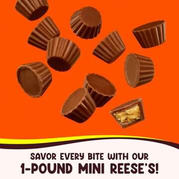 Reeces Peanut Butter Cups Miniatures, 1 Pound (Approx. 48 Pieces), Individually Wrapped Candy, Perfect for Sharing with Family & Friends