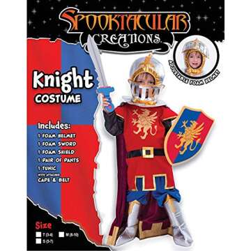 Spooktacular Creations Kids Medieval Knight Costume, Boys Renaissance Knight Costume Deluxe Set for Toddler Halloween RolePlay Themed Party (Small, 5-7 yrs)