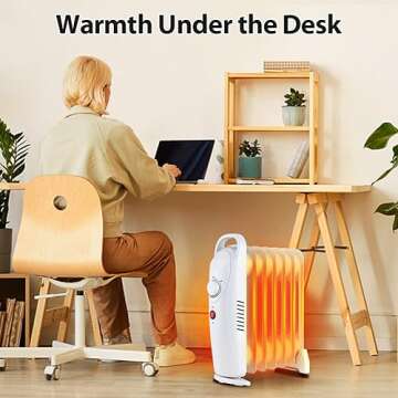 LifePlus Oil Filled Heater, Portable Radiant Space Heater with Energy Saving, Overheat Safety, 700W Small Space Heater Quiet Work for Bedroom, Indoor use (White)