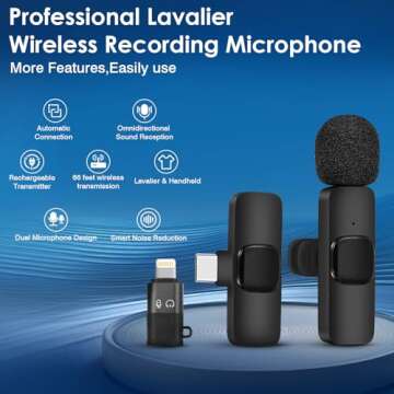 BARYINBIRD Wireless Lavalier Microphone, Professional Recording Wireless Microphone For IPhone, IPhone15, Android, IPad, 2-Pack Lavalier Microphones For Recording Interviews Videos Podcasts-black