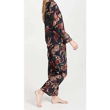 Desmond & Dempsey Women's Women's Long Soleia Pajama Set, Navy, Black, Print, M