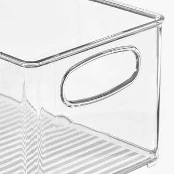 mDesign Plastic Kitchen Organizer - Storage Holder Bin with Handles for Pantry, Cupboard, Cabinet, Fridge/Freezer, Shelves, Counter - Holds Canned Food, Snacks - Ligne Collection - 6 Pack - Clear