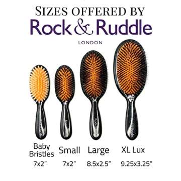 Rock & Ruddle Natural Mixed Boar Bristle Hair Brush for Women and Kids (Large, 21 cm) - Perfect for Wet or Dry Hair, Detangling Smoothing Blowdrying - Designed & Made in UK - White Shimmer Design