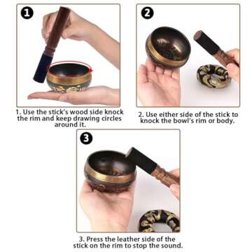 Domestar Tibetan Singing Bowl Set – Hand Hammered Meditation Sound Bowls, Premium Quality Singing Bowl For Yoga Meditation, Sound Therapy, Spiritual Gatherings And Stress Relief (3.3 Inch)