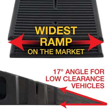 FloTool 11909ABMI RhinoRamp Vehicle Ramp Pair - Ideal for Stress-Free Home Garage Maintenance - Reduces Slippage - Works with Low Clearance Vehicles - 12,000lb GVW Capacity - Extra-Wide Design