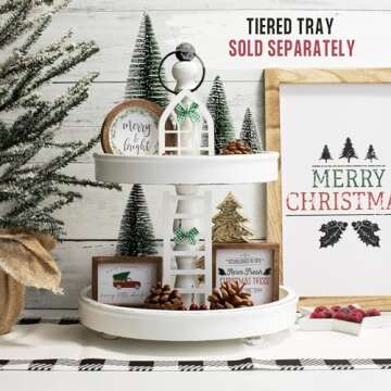 The Ultimate Farmhouse Tiered Tray Decor Set - Beautiful Year Round Seasonal & Holiday Decoration Bundle - The Perfect Valentines Day and Christmas Centerpiece Designs for Home & Kitchen Decor