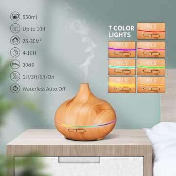 HLS Aroma Diffusers for Essential Oils Large Room with 10 Essential Oils,Ultrasonic Aromatherapy Diffuser for Home Bedroom, Cool Mist Humidifier Vaporizer