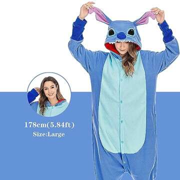 NAITOKE Adults Animal Onesie Halloween Costumes Cosplay Pajamas Blue