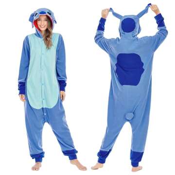 NAITOKE Adults Animal Onesie Halloween Costumes Cosplay Pajamas Blue