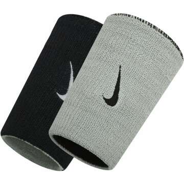 Nike Dri-Fit Home & Away Doublewide Wristbands (1 Pair, One Size Fits Most, Black/Base Grey)