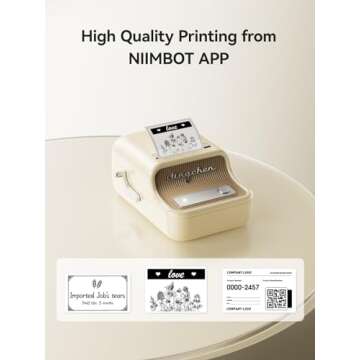 NIIMBOT B21 Label Maker, Thermal Label Printer, Portable Inkless Label Makers for Home/Office/Business, with 1 Pack 50x30mm White Label, Compatible with iOS & Android, (White)