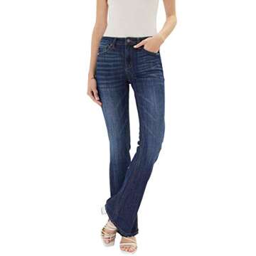 Kan Can Women's Mid Rise Flare Jeans - Basic - KC6102 LOH 7/27