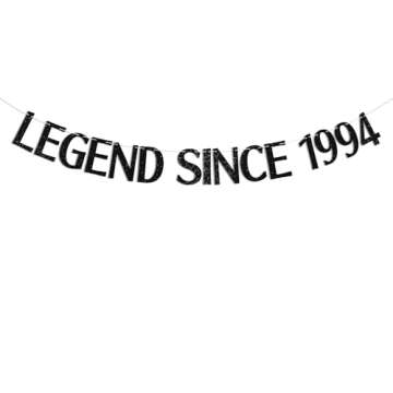 Black Glitter Legend Since 1994 Banner, Happy 31st Birthday Decorations, 31st Birthday Banner, 31 Years Blessed & Loved, Cheers to 31 Years Old Birthday Party Decorations for Men/Women