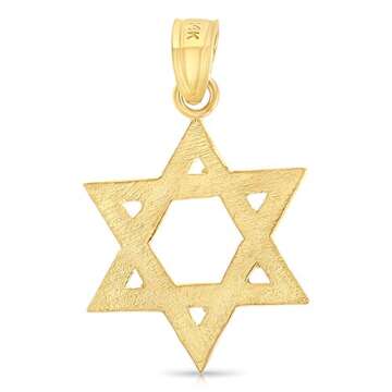 Ioka - 14K Yellow Gold Star of David Charm Tiny Size Jewish Pendant For Necklace or Chain