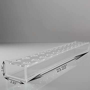 E&F Modern Designs Rectangular Floral Centerpiece for Dining Table - 24 Inches Long Rectangle Vase - Acrylic Modern Vase - Low Laying Unique Flower Vases for Weddings (24 Holes - LED)