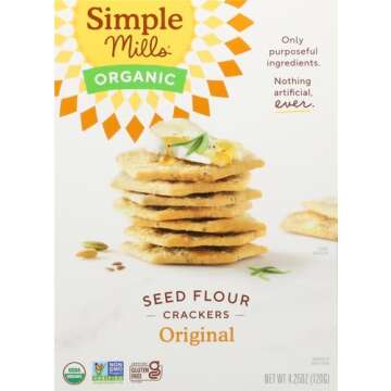 Simple Mills Organic Seed Crackers, Original - Gluten Free, Vegan, Healthy Snacks, Paleo Friendly, 4.25 Ounce (Pack of 1)