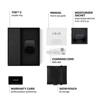 LELO TOR 2 Intimate Vibrating Cock Ring, Reusable Sex Toys for Couples, Love-Ring with 29 mm / 1.1 inch Diameter for More Bedroom Fun, Black