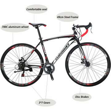 EUROBIKE 700C Road Bike with 21 Speeds & Disc Brakes