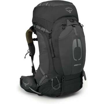 Osprey Atmos AG 65L Men's Backpacking Backpack, Black, S/M