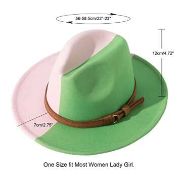 Lanzom Men & Women Western Style Cowboy Hat Wide Brim Outdoor Fedora Hat Cowboy Cowgirl Hats Dress Up Costume (Medium,Pink+Fruit Green)