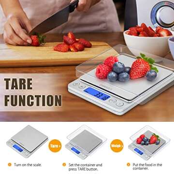 CHWARES Food Scale, Rechargeable Kitchen Scale with Trays 500g/0.01g, Tare Function Digital Weight Gram and Oz for Weight Loss, Dieting, Baking, Cooking, Meal Prep, Coffee, Jewelry