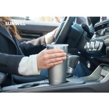 SUNWILL 20oz Tumbler with Lid, Stainless Steel Vacuum Insulated Double Wall Travel Tumbler, Durable Insulated Coffee Mug, Cool Grey, Thermal Cup with Splash Proof Sliding Lid