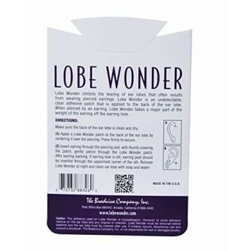 Lobe Wonder - The ORIGINAL Ear Lobe Support Patch for Pierced Ears - Eliminates the Look of Torn or Stretched Piercings - Protects Healthy Ear Lobes from Tearing - 180 Patches - Clear & Latex-Free