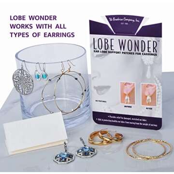 Lobe Wonder - The ORIGINAL Ear Lobe Support Patch for Pierced Ears - Eliminates the Look of Torn or Stretched Piercings - Protects Healthy Ear Lobes from Tearing - 180 Patches - Clear & Latex-Free