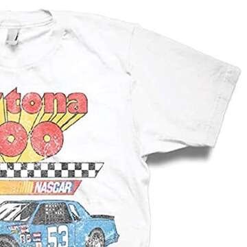 NASCAR Vintage Daytona 500 Shirt Racing Mens Graphic T-Shirt (White Daytona, Medium)