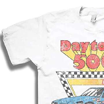 NASCAR Vintage Daytona 500 Shirt Racing Mens Graphic T-Shirt (White Daytona, Medium)