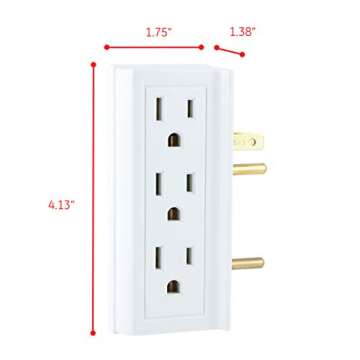 GE 6-Outlet Extender, Side Access Wall Tap, 3-Prong, Multiple Plug, Vertical Power Splitter, Cruise Essentials, Use for Home Office School Dorm Garage, White, 54543