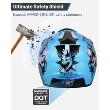 OUMURS DOT Youth Dirt Bike Helmet and Accessories