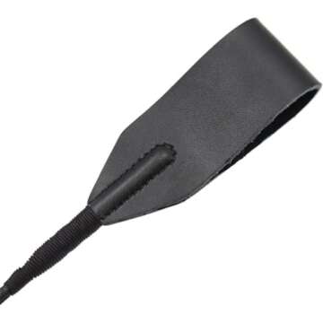 18" Real Riding Crop Whip Genuine Leather Top for Equestrian Sports,Black