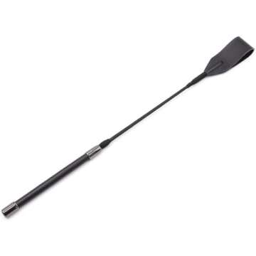 18" Real Riding Crop Whip Genuine Leather Top for Equestrian Sports,Black