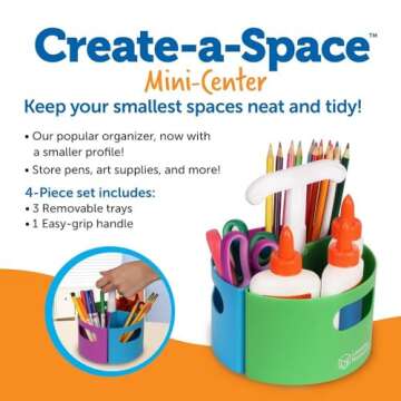 Learning Resources Create-a-Space Storage Mini Center, 4 Piece Set,Back to School Resources for Teachers, Small Space Storage, Teacher Organizer, Home School Accessories,Teacher Supplies