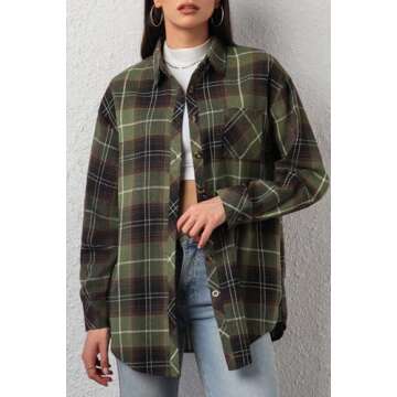 Plaid Flannel Shirt for Women - Button Down Casual