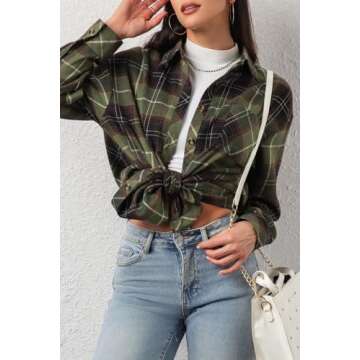 Plaid Flannel Shirt for Women - Button Down Casual