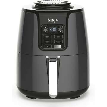 Ninja AF101 Air Fryer that Crisps, Roasts, Reheats, & Dehydrates, for Quick, Easy Meals, 4 Quart Capacity, & High Gloss Finish, Black/Grey