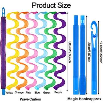 30 Pieces Wave Spiral Curlers Kit, No Heat Rollers with Hooks for Long Hair Styling - All Hairstyles (50 cm/ 19.68 Inch)