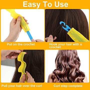 30 Pieces Wave Spiral Curlers Kit, No Heat Rollers with Hooks for Long Hair Styling - All Hairstyles (50 cm/ 19.68 Inch)