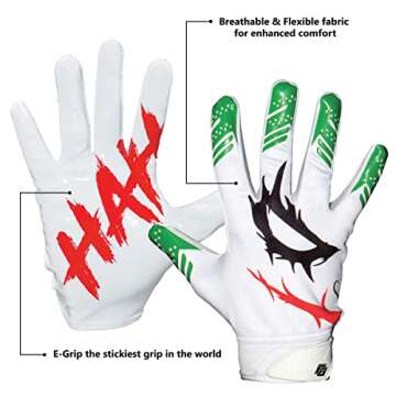 Essential Wear Football Gloves Men - Youth & Adult White Football Gloves - Performance Enhancer Receiver Gloves with Super Tacky Grip for Ultimate Experience - Adult & Youth Sizes