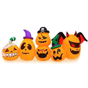 HBlife 8 FT Halloween Inflatables Outdoor Decorations Pumpkin, Animated Pirate Bat Blow Up Pumpkin with Build-in LEDs, Inflatable Decoration for Front Yard, Porch, Lawn or Halloween Party