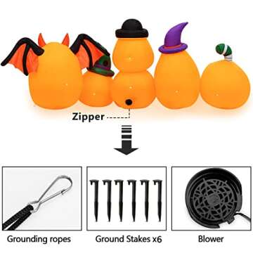 HBlife 8 FT Halloween Inflatables Outdoor Decorations Pumpkin, Animated Pirate Bat Blow Up Pumpkin with Build-in LEDs, Inflatable Decoration for Front Yard, Porch, Lawn or Halloween Party