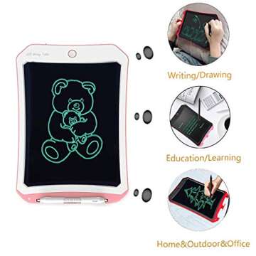 8.5 Inch Graffiti Board Doodle Pad Toys for Kids, JRD&BS WINL LCD Writing Tablet with Stylus Smart Paper for Drawing Writer, Birthday Gifts for 6-9 Years Old Kids & Adults (Pink-White)