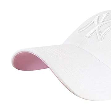 '47 New York Yankees Ballpark Clean Up Dad Hat Baseball Cap - White/Pink Bottom