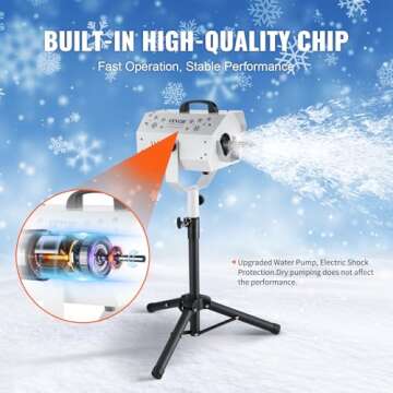 VEVOR Snow Machine, 1200W Snow Maker Machine with Height Adjustable Stand and Remote Control, High Output Portable Artificial Snowflake Machines for Christmas Holidays Parties Wedding Stage Effect