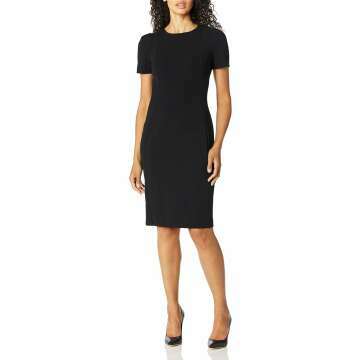 Calvin Klein Women's Short Sleeved Princess Seamed Sheath Dress (Standard and Petite)