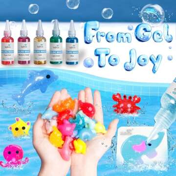 Kiditos Magic Water Elf Toy Kit, Aqua Fairy Water Gel Kit with 10 Magic Gels, 6 Sea Creature Molds. Christmas Gifts, Birthday Gifts, Party Favors, Arts & Crafts DIY STEM for Kids (10 Colors)