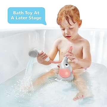 Yookidoo Baby Bath Shower Head - Elephant Bath Toy and Trunk Spout Rinser - for Newborn Babies in Tub Or Sink (Pink)