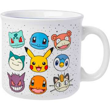 Silver Buffalo Pokemon Bulbasaur, Squirtle, Snorlax & More Camper Mug - 20 Ounces